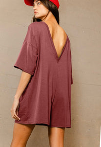 Crew neck V-back oversized romper