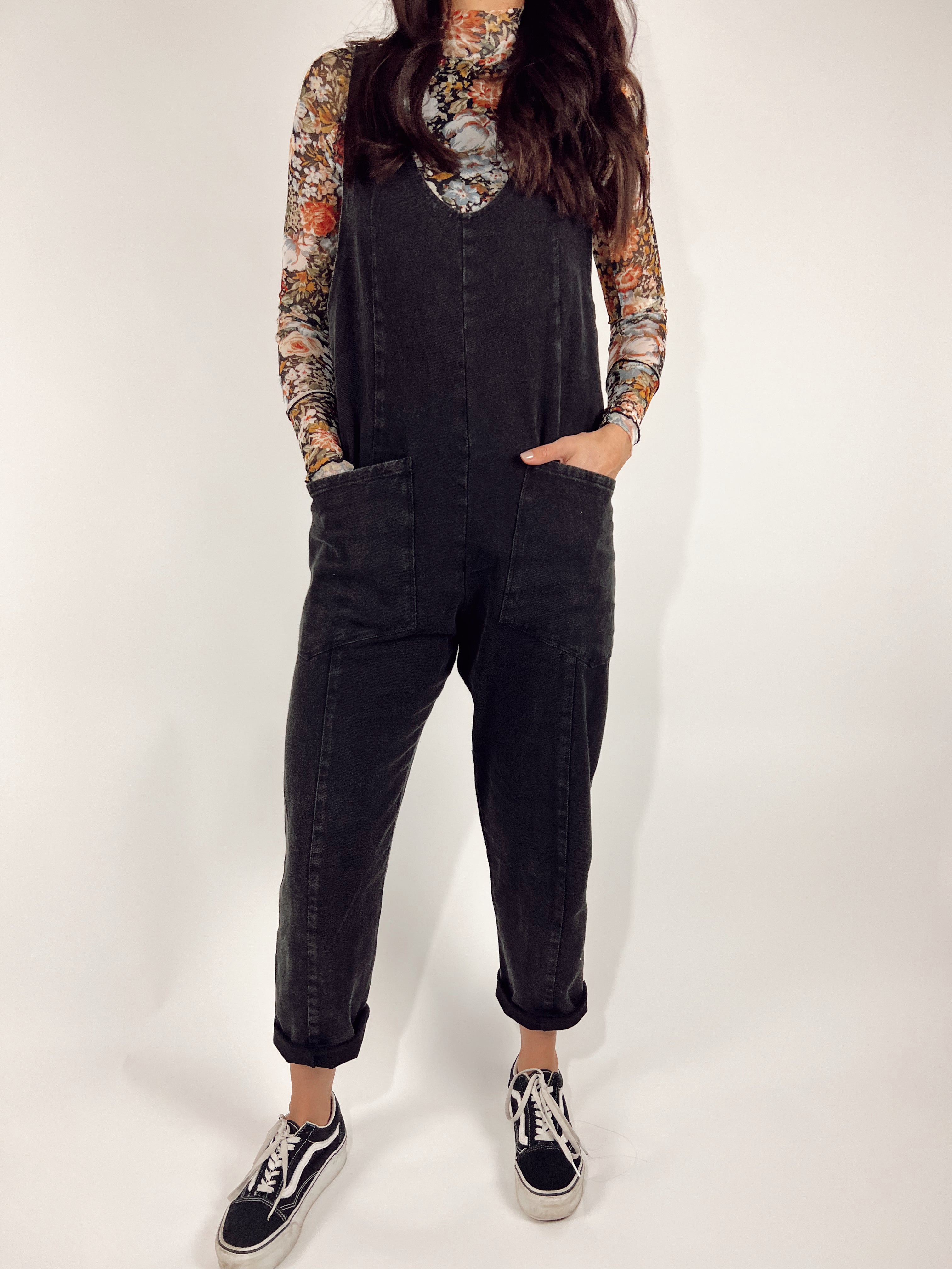 Black Denim Jumpsuit