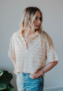 Cream Striped Collar