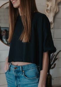 Charcoal Navy Crop Tee